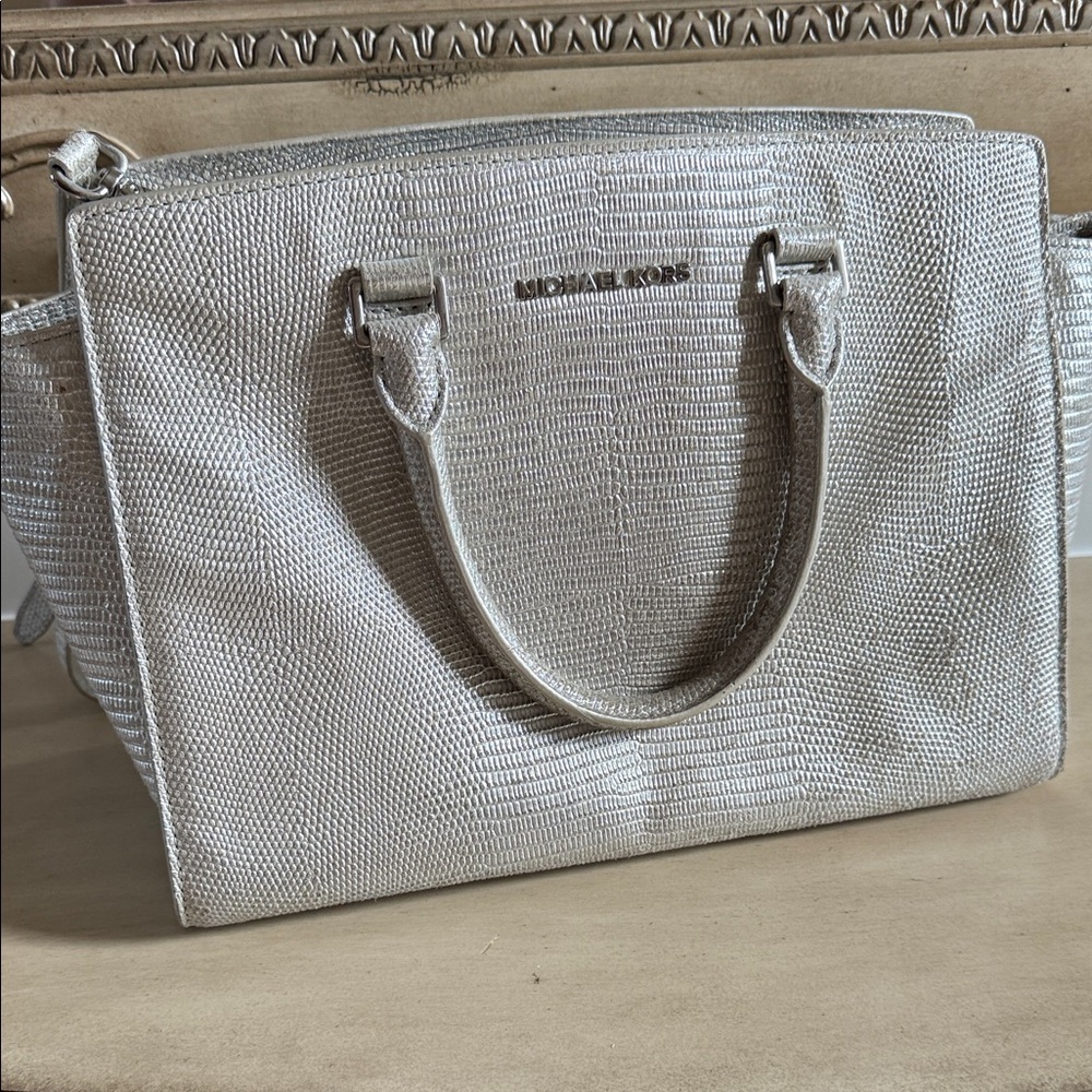 Michael Kors Metallic Silver Satchel